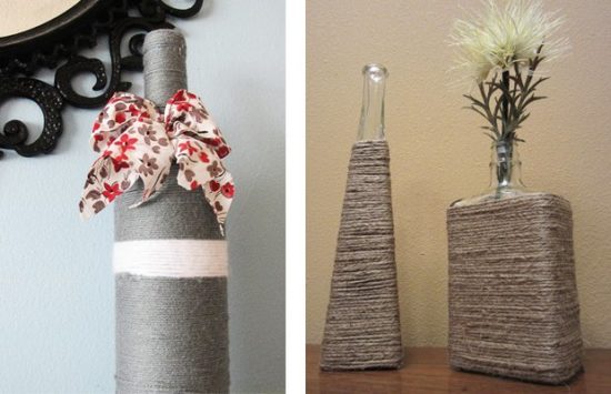 Vaze decorate cu fir textil