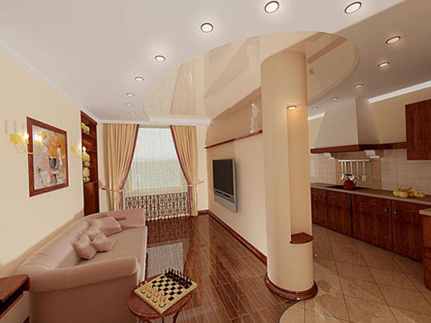 Perete partial intre living si bucatarie
