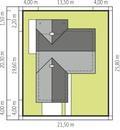 Amplasare pe lot casa in forma de T