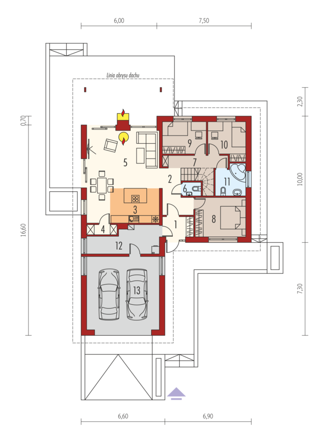 Casa parter si pod cu 3 dormitoare