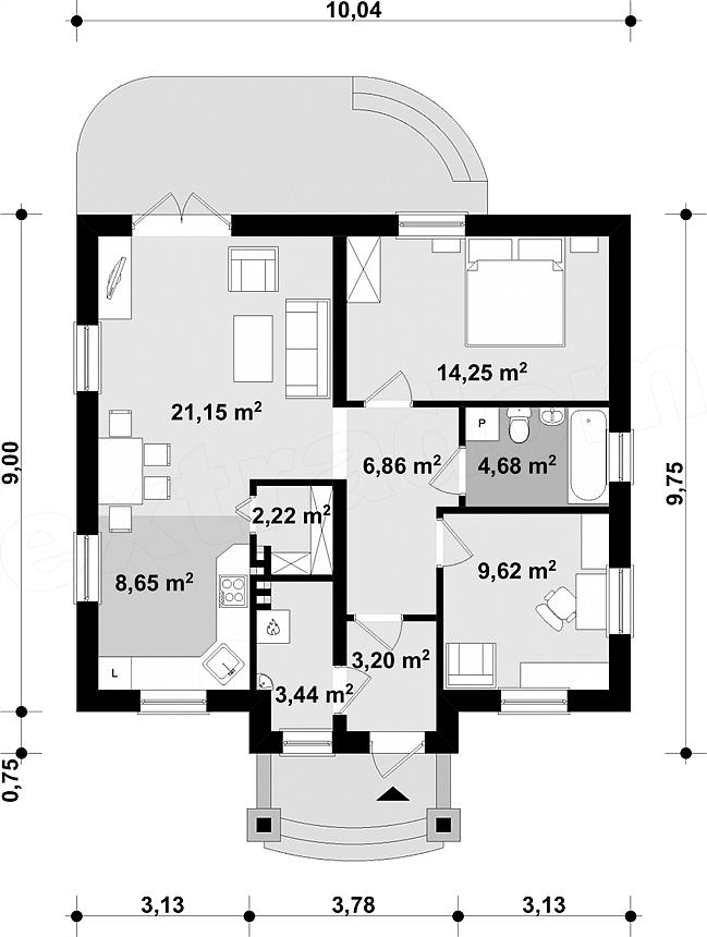 Parter casa cu 2 dormitoare