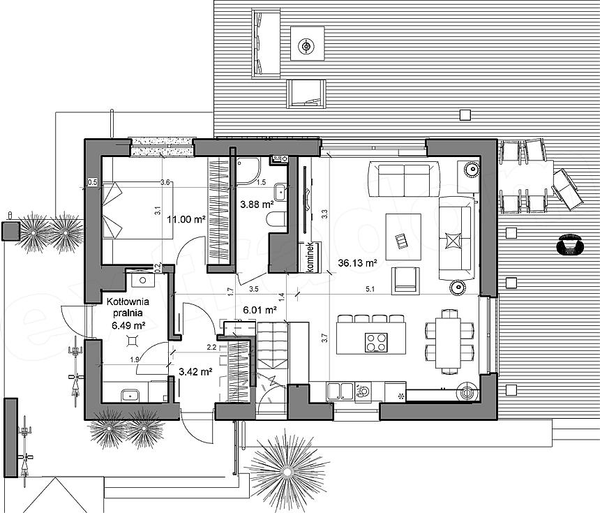 Plan parter casa 65 mp