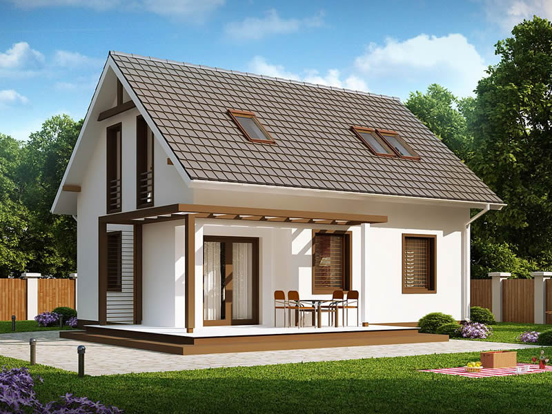 Casa cu mansarda si arhitectura clasica vedere spate