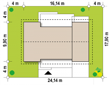 Dimensiuni parcela casa parter cu doua dormitoare si garaj
