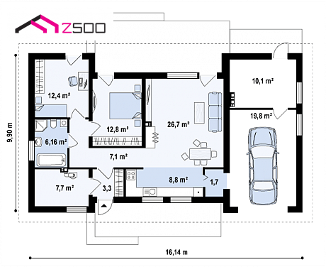 Plan casa parter casa 80mp