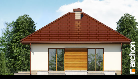 Elevatie casa alba cu elemente din lemn