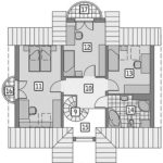 Plan mansarda cu 3 dormitoare si o baie