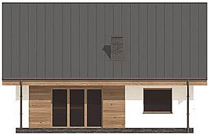 Elevatie spate casa mica cu un dormitor si living