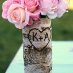 Vaza flori din lemn cu inscriptie