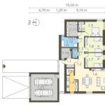 Plan casa parter cu 3 dormitoare