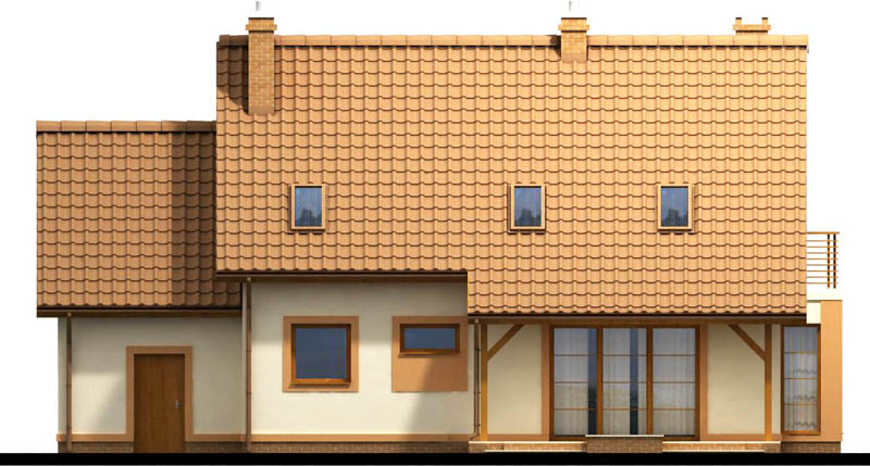 Elevatie spate casa cu 4 dormitoare
