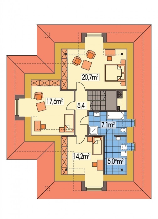 Plan etaj casa cu mansarda