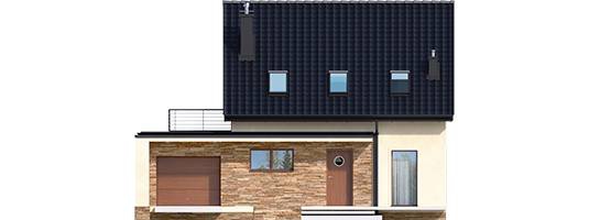 Elevatie casa cu terasa pe garaj