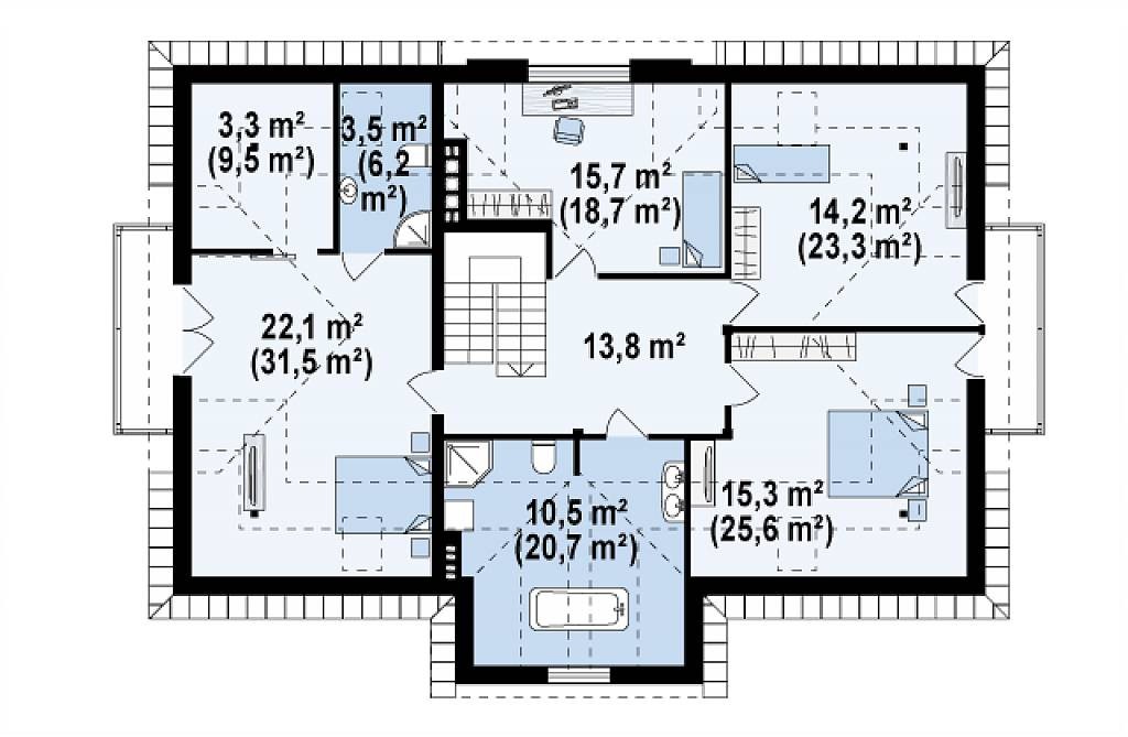 Plan etaj duplex cu mansarda
