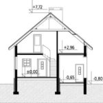 Plan vertical casa cu 2 dormitoare la mansarda