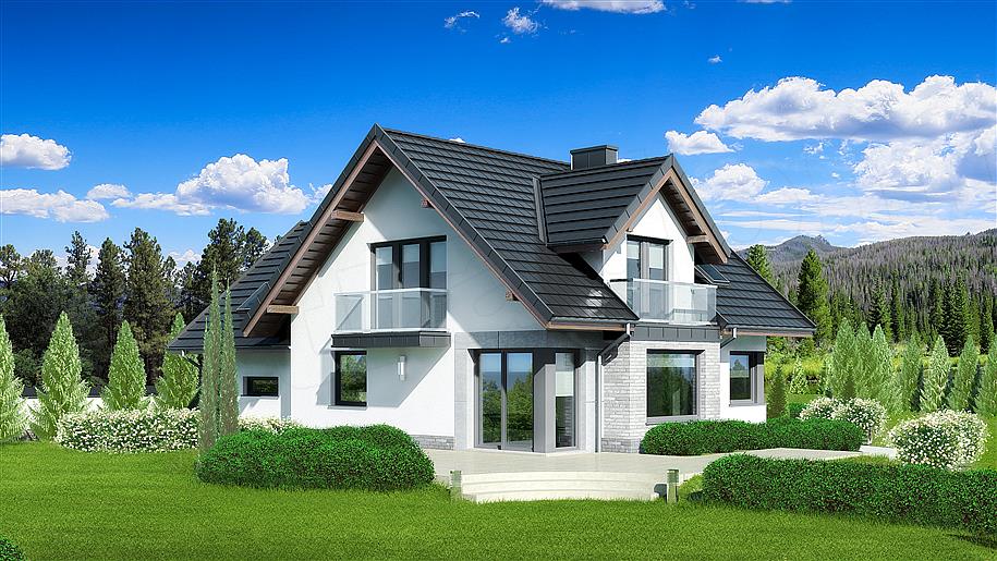 Casa cu doua balcoane la mansarda