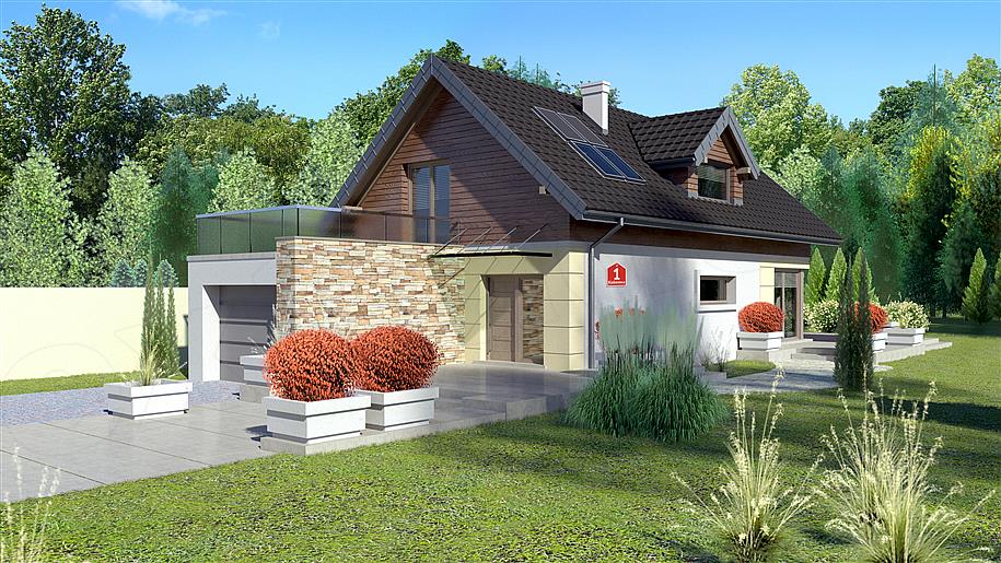 Casa cu terasa pe garaj