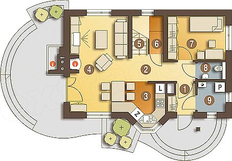 Plan parter casa cu 3 dormitoare