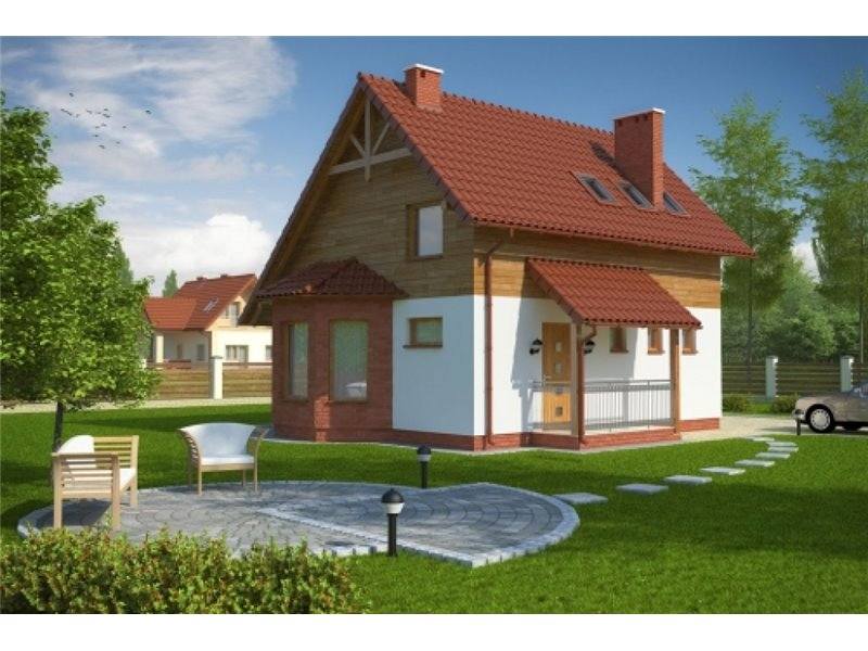 Casa mica cu mansarda si decor elegant