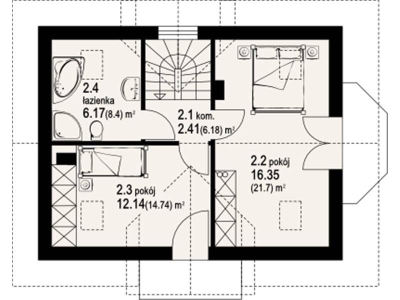 Plan mansarda casa cu 4 camere
