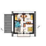Plan mansarda casa cu P+M cu 4 camere