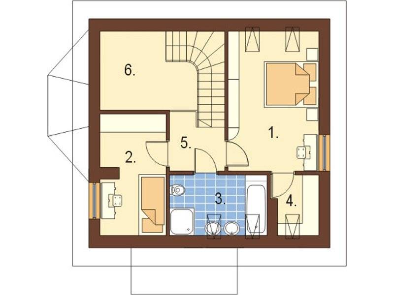 Plan mansarda casa mica cu 4 camere