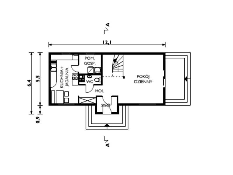 Plan parter casa cu 3 dormitoare