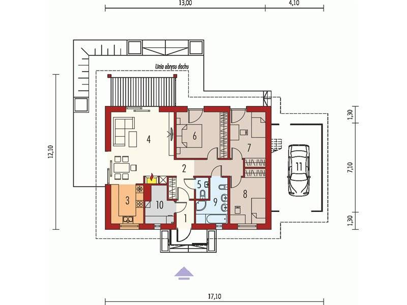 Plan parter casa cu 4 camere si garaj