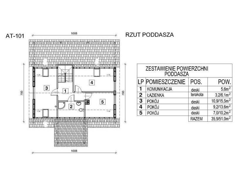Plan parter casa din lemn cu 5 camere