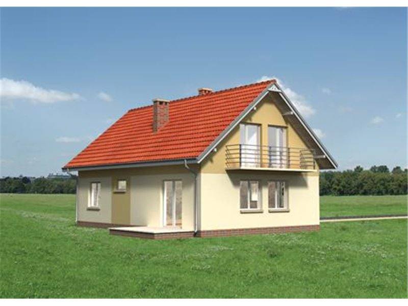 Vedere dreapta casa mica cu mansarda si garaj