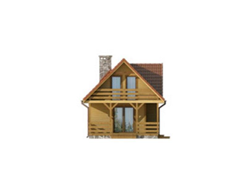 Vedere stanga casa din lemn cu 5 camere